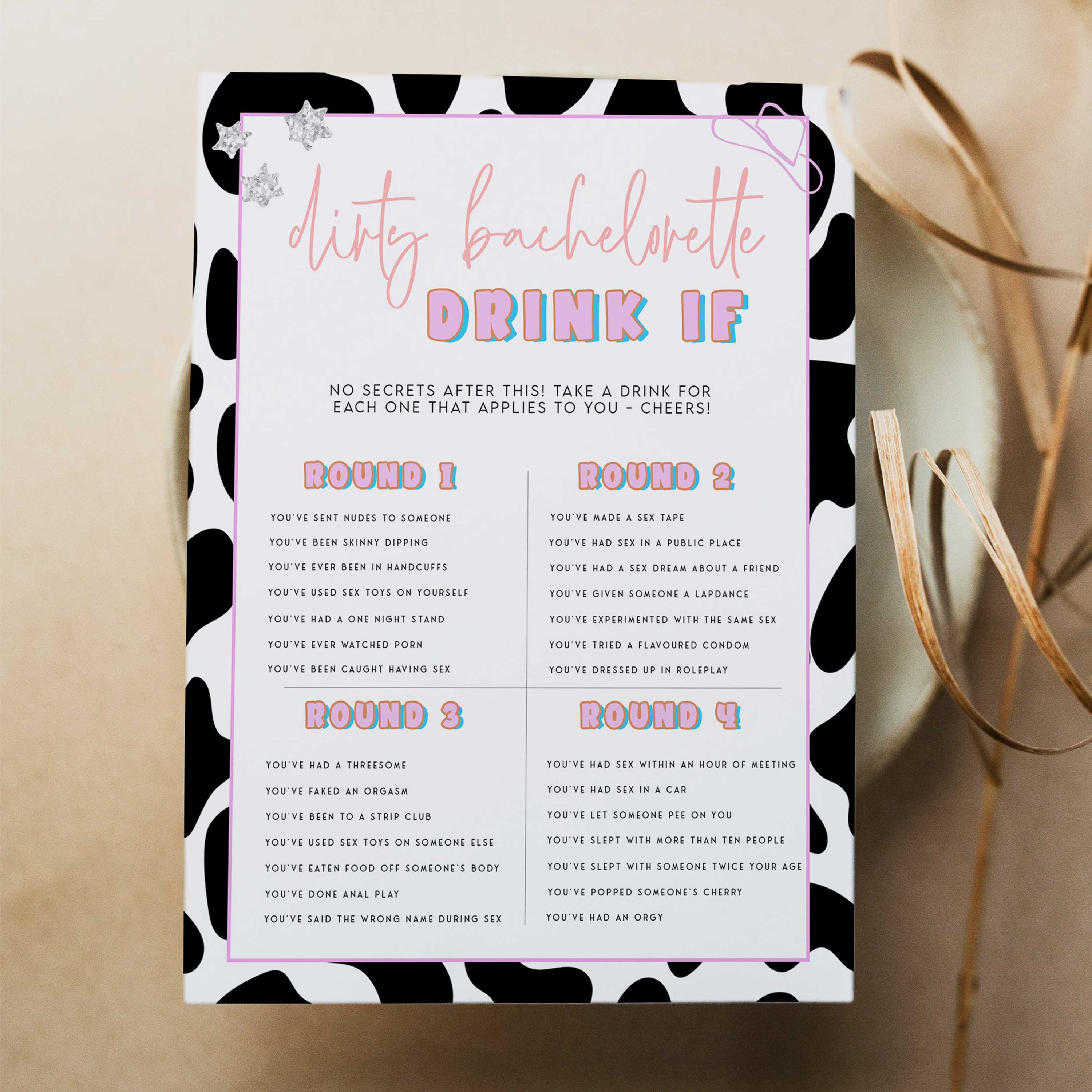 X Rated Bachelorette Drink If Printable Bachelorette Games