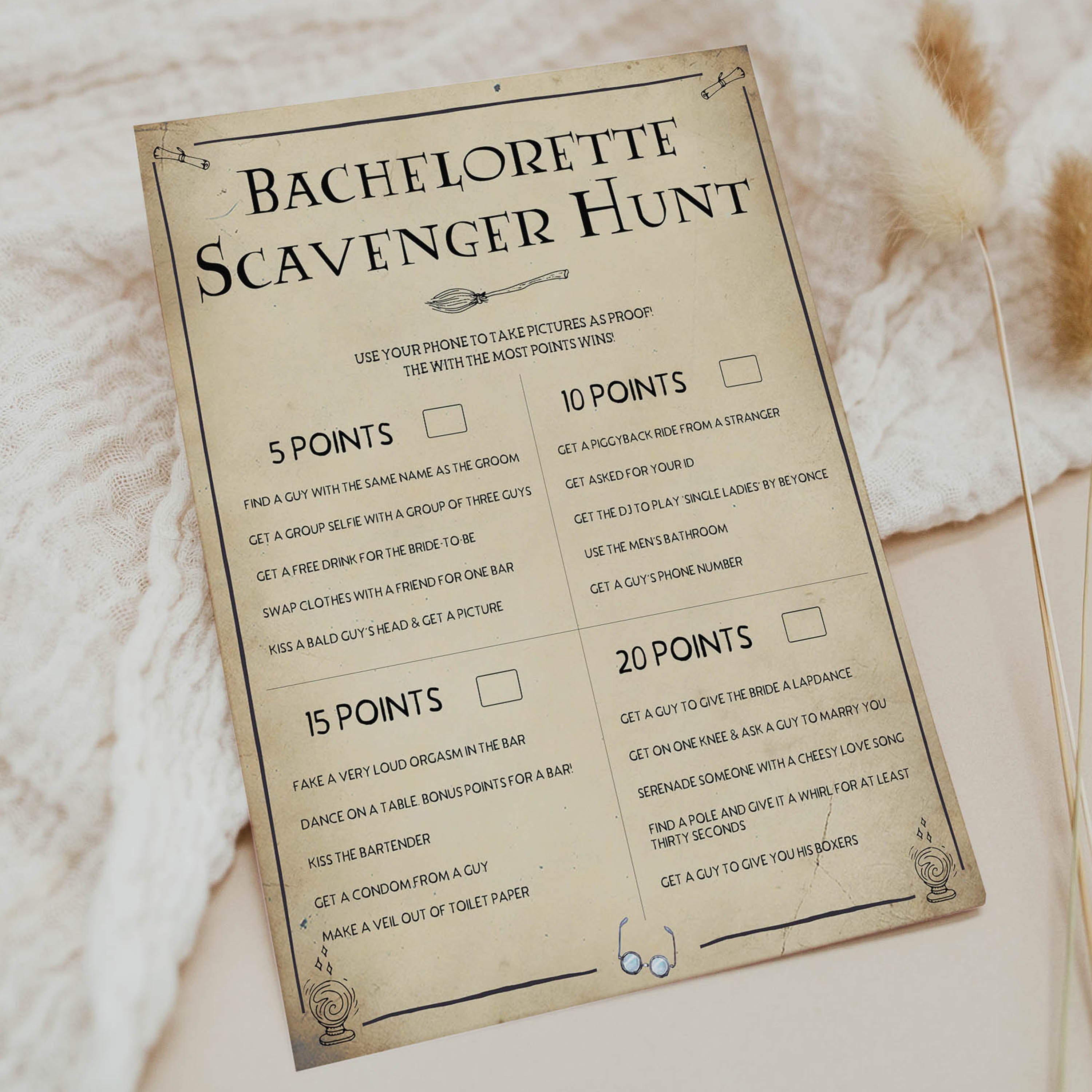 bachelorette party games scavenger hunt