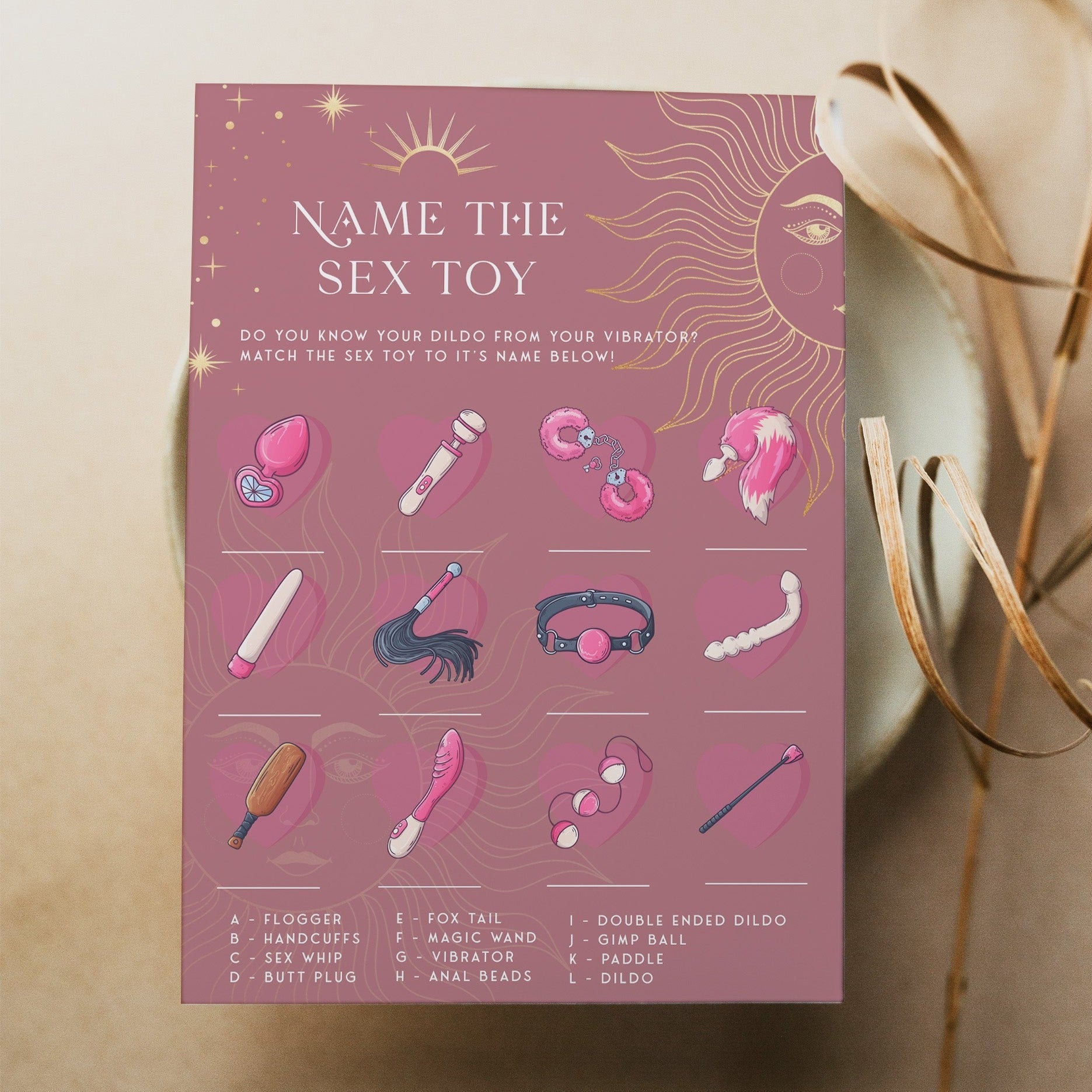 EDITABLE Name The Sex Toy Game - Celestial Bachelorette Games –  OhHappyPrintables