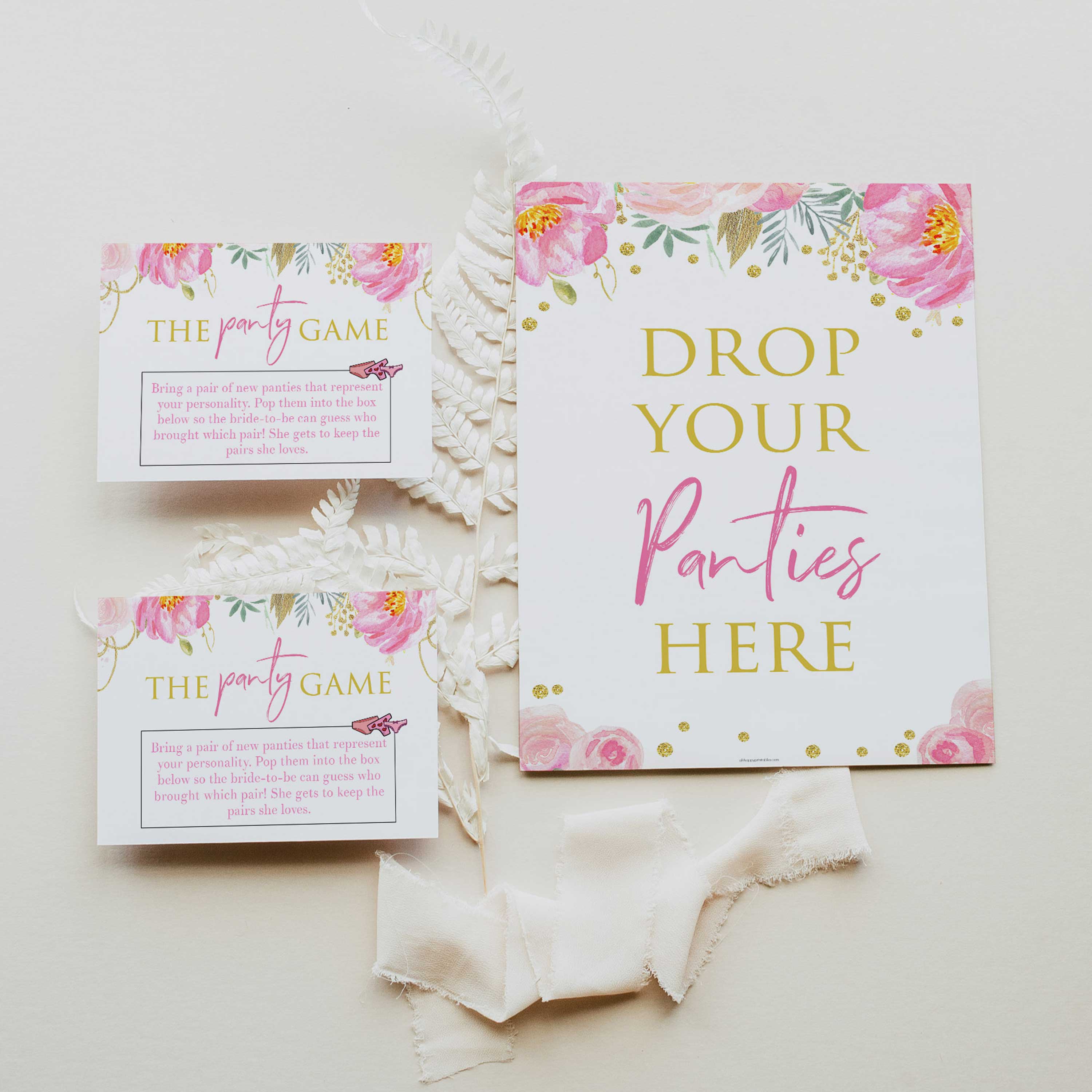  Inkdotpot Girls Night Out Bachelorette Party Drop Your Panties  Game Floral Bridal Shower Game 1 Sign + 30 Size Cards Light Peach : Home &  Kitchen