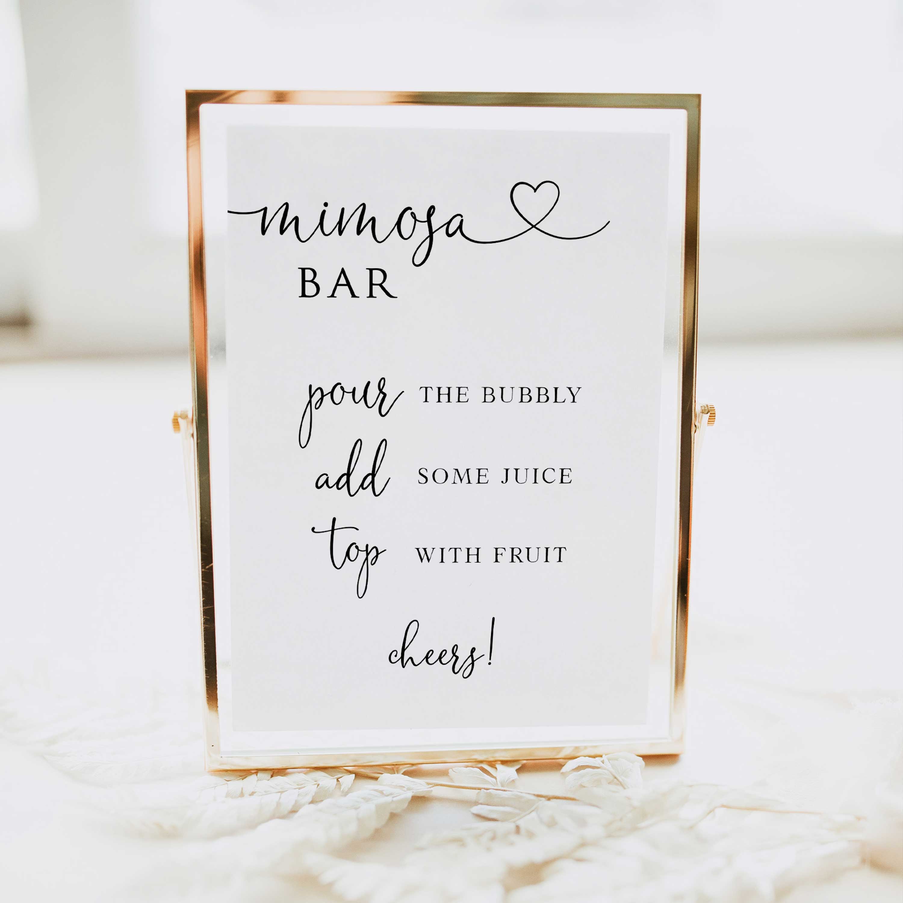 Mimosa Bar Sign & Tag, Bridal Shower Mimosa Sign, Wedding