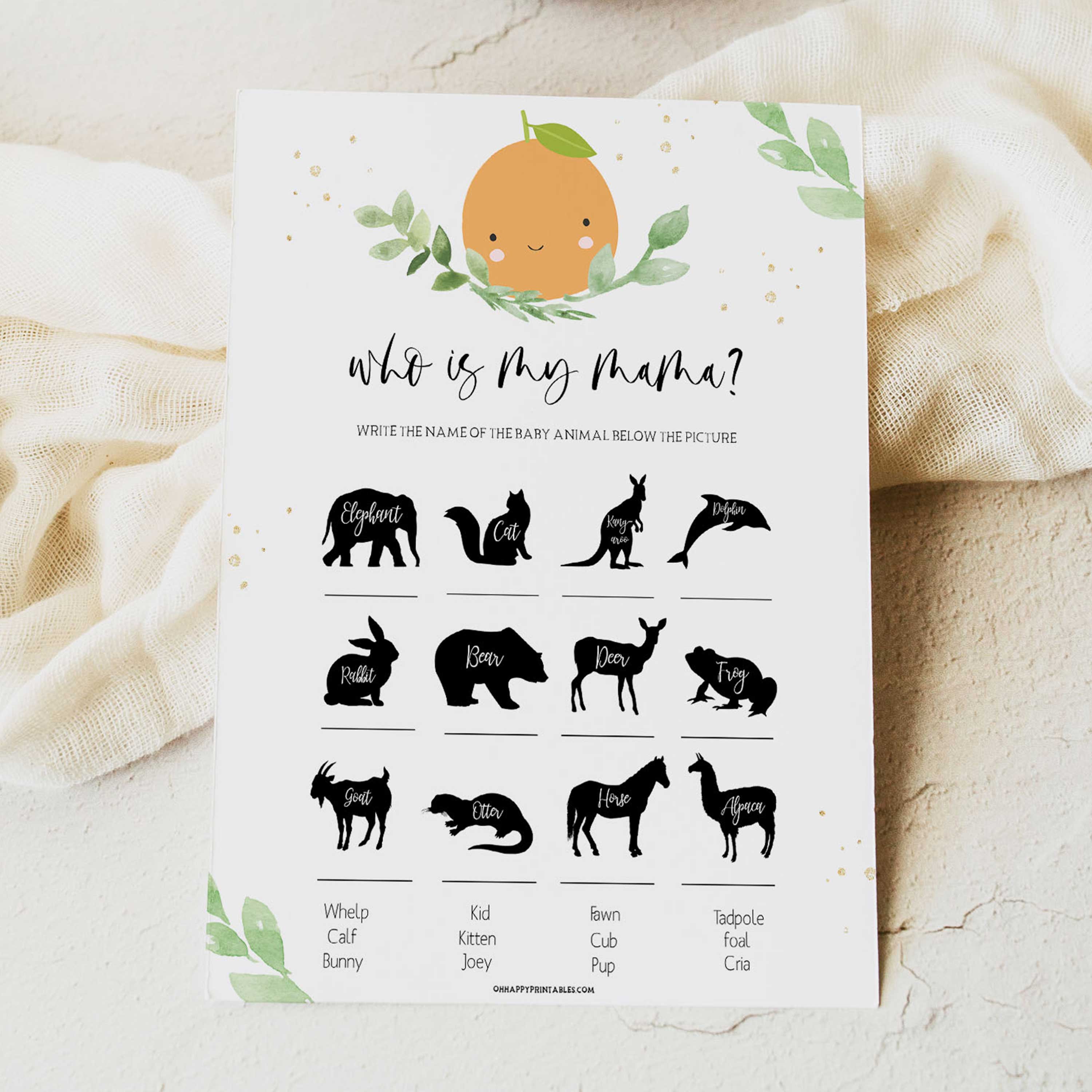 Who Is My Mama Game - Little Cutie Printable Baby Shower Games –  OhHappyPrintables