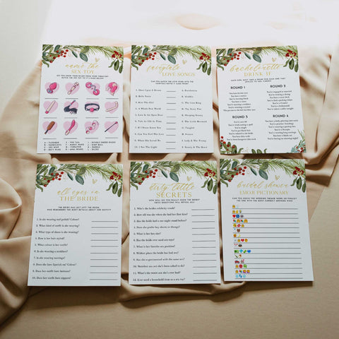 100 editable bridal shower games in a Christmas theme