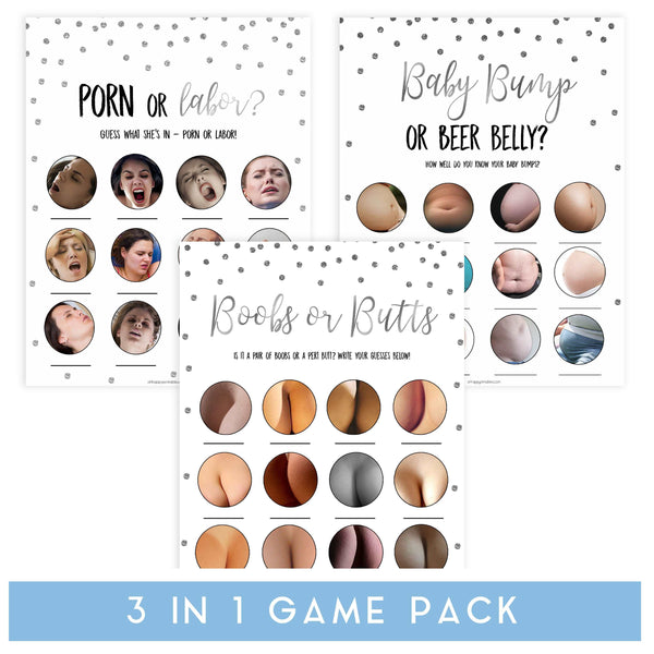 600px x 600px - 3 Baby Games Pack - Porn or Labor, Boobs or Butts, Baby Bump Games â€“  OhHappyPrintables