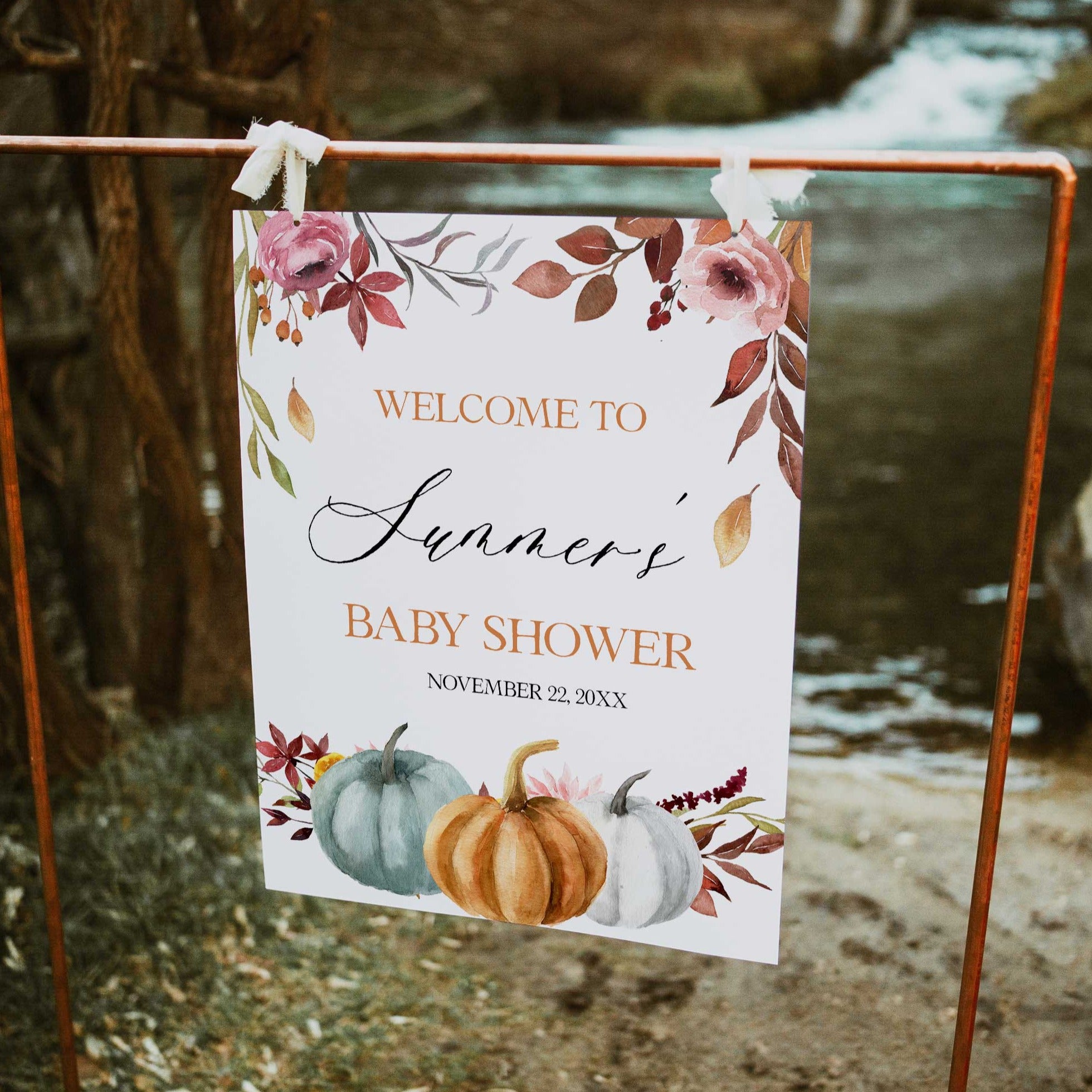 Fall Baby Shower Welcome Sign, Personalized Baby Shower Sign, Editable  Easel Print, Baby Shower Table Sign, Fall Pumpkin, Instant Download