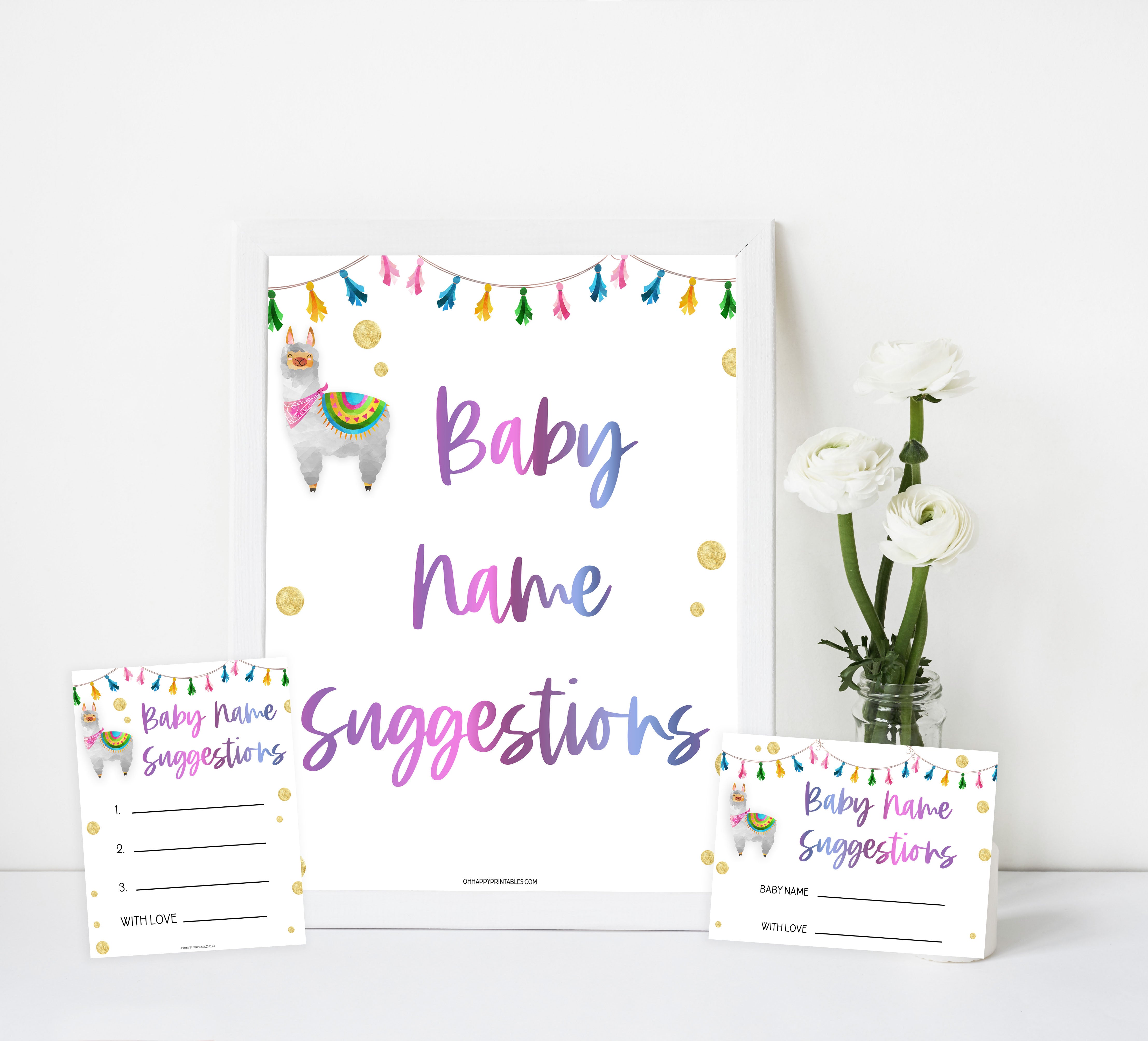 baby name suggestions game, Printable baby shower games, llama fiesta fun baby games, baby shower games, fun baby shower ideas, top baby shower ideas, Llama fiesta shower baby shower, fiesta baby shower ideas