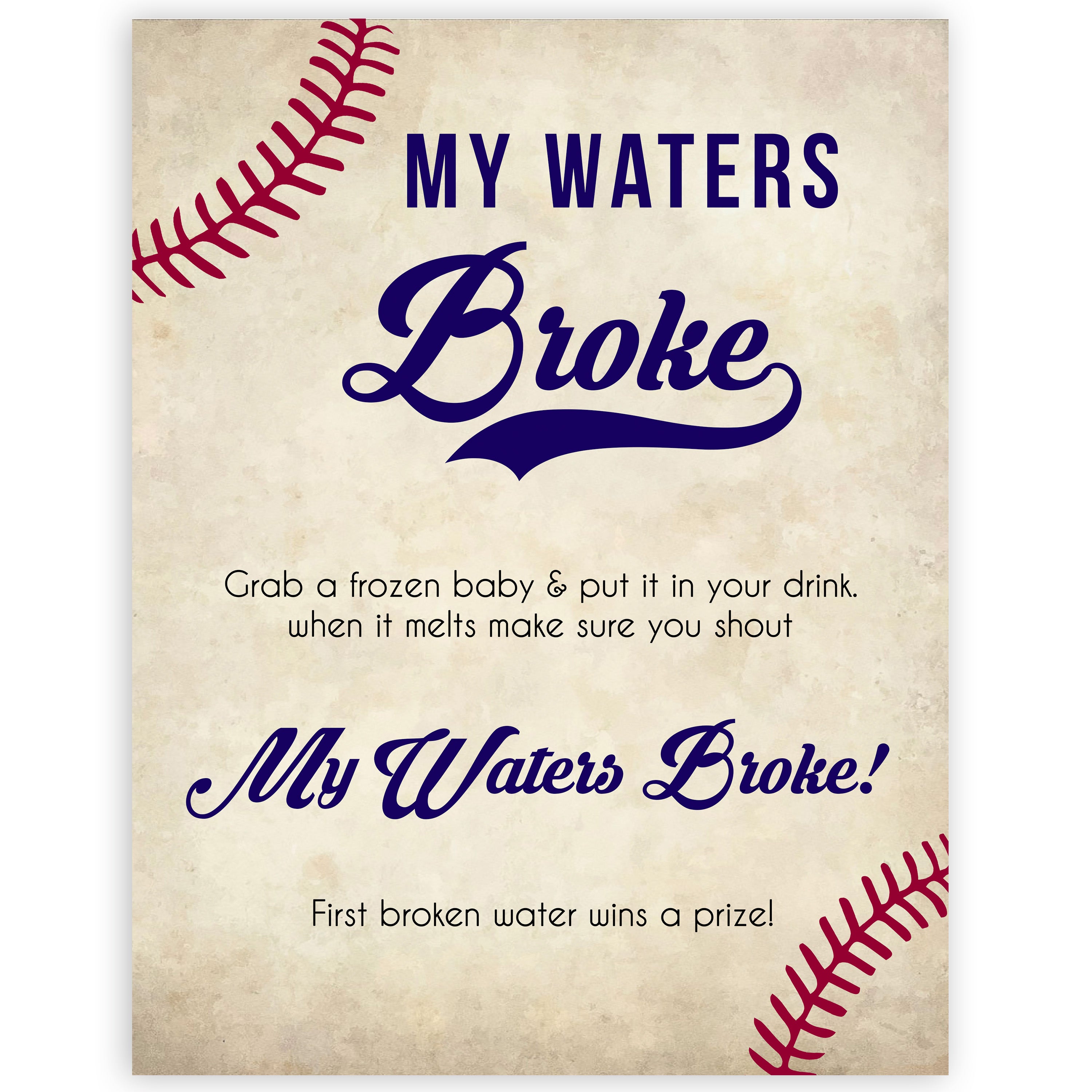 Little Slugger Waters Broke Game, Printable Baby Shower Games, Waters Broke Baby Game, My Waters Broke Game, Baseball Baby Shower Games, printable baby shower games, fun baby shower games, popular baby shower games