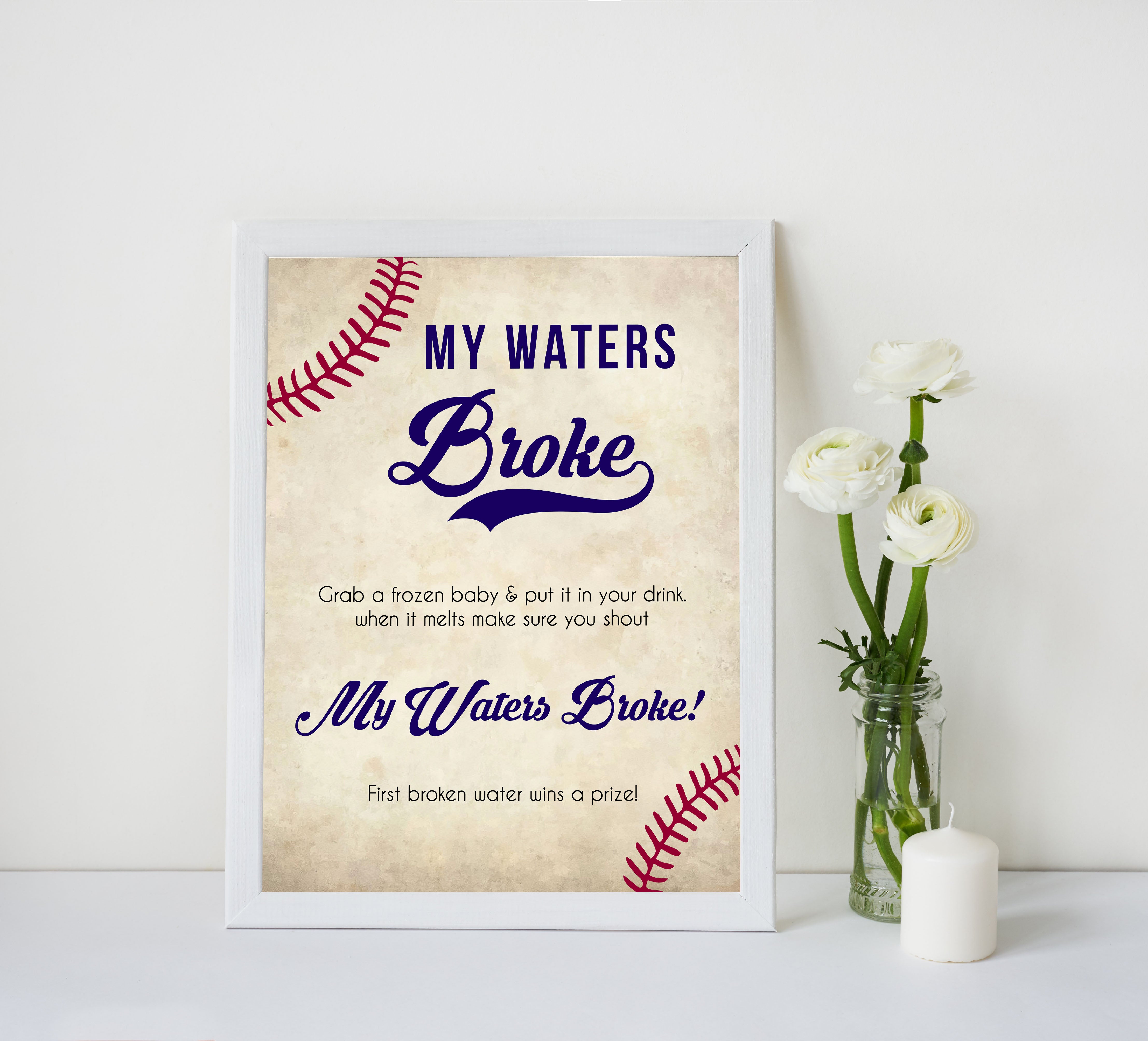 Little Slugger Waters Broke Game, Printable Baby Shower Games, Waters Broke Baby Game, My Waters Broke Game, Baseball Baby Shower Games, printable baby shower games, fun baby shower games, popular baby shower games