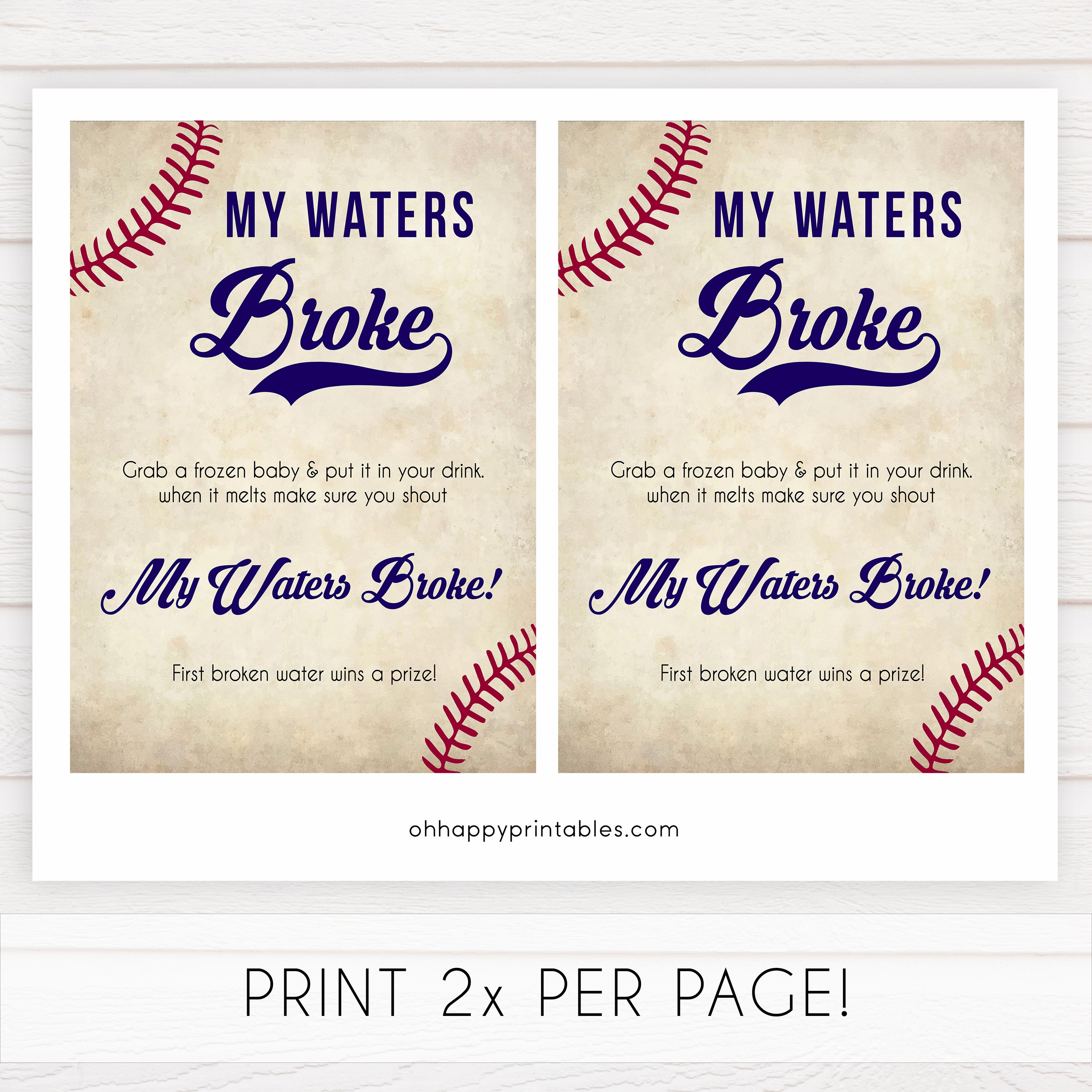 Little Slugger Waters Broke Game, Printable Baby Shower Games, Waters Broke Baby Game, My Waters Broke Game, Baseball Baby Shower Games, printable baby shower games, fun baby shower games, popular baby shower games