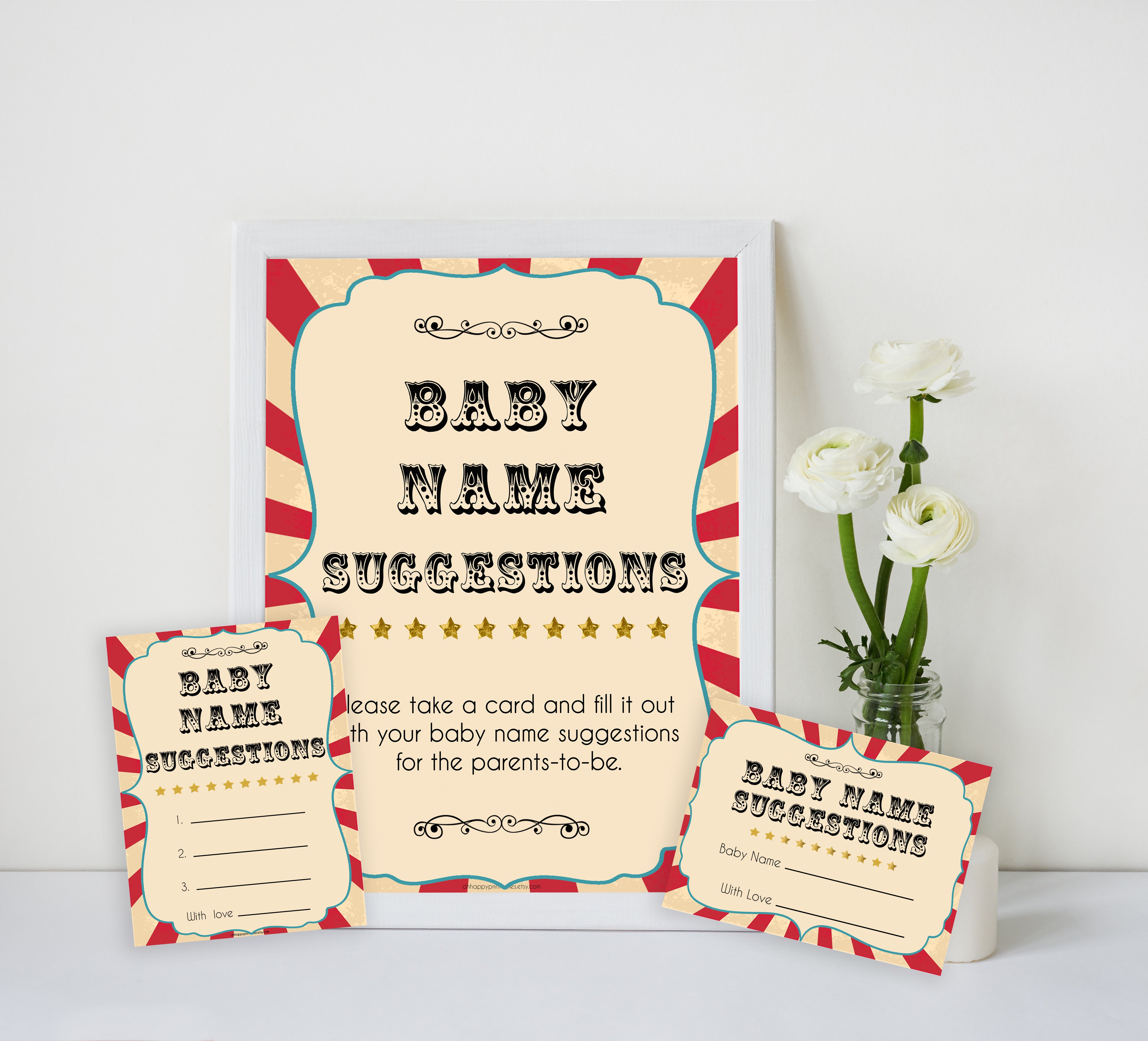 Circus baby name suggestions baby shower games, circus baby games, carnival baby games, printable baby games, fun baby games, popular baby games, carnival baby shower, carnival theme