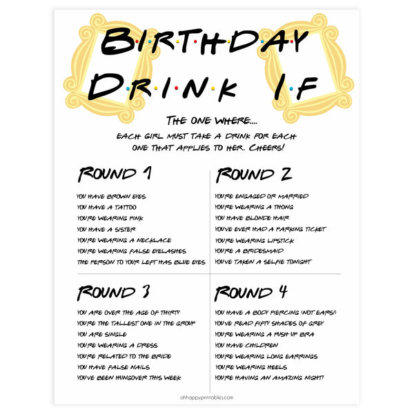 Do You Know The Birthday Girl  Printable Birthday Drink If Game –  OhHappyPrintables