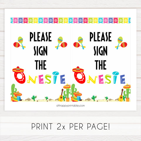 please sign the onesie game, Printable baby shower games, Mexican fiesta fun baby games, baby shower games, fun baby shower ideas, top baby shower ideas, fiesta shower baby shower, fiesta baby shower ideas