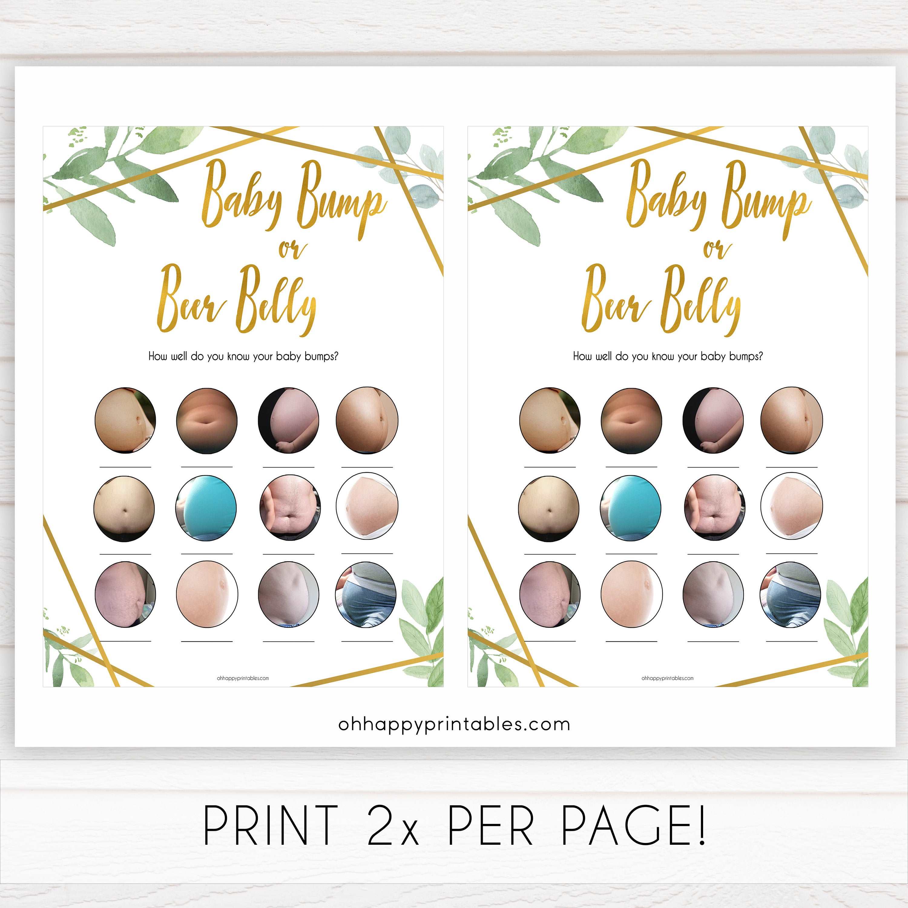 Bar Bur - Porn or Labor and Baby Bump or Beer Belly - Gold Geometric â€“  OhHappyPrintables