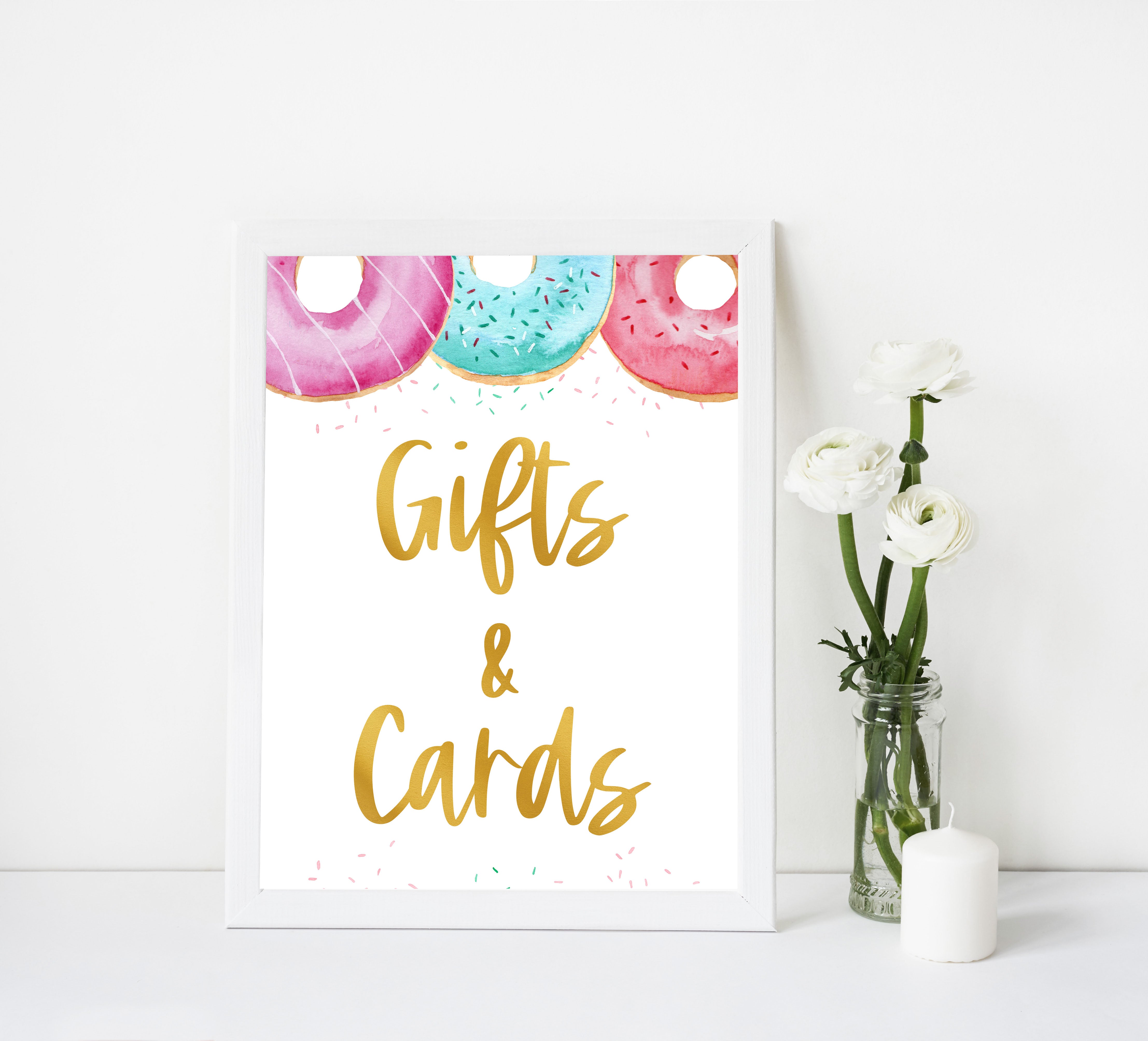 Cards and Gifts Sign, Sprinkle Baby Shower, Donut Party, Donut Baby Shower,  Sprinkle Sign, Sprinkle Decorations, Baby Shower, Girl Shower 