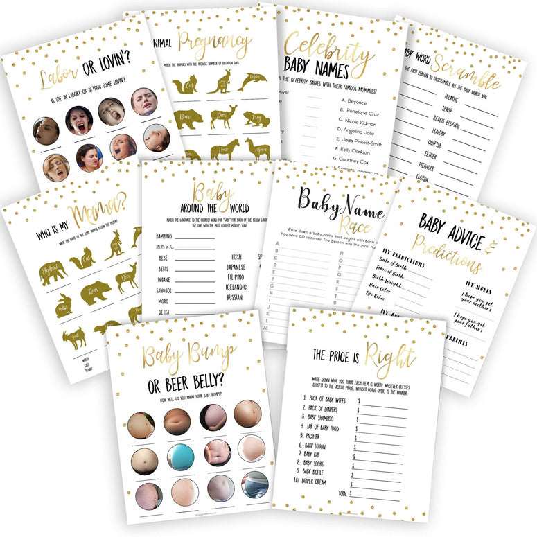 Shop Gold Glitter Baby Shower Printables | Oh Happy Printables ...