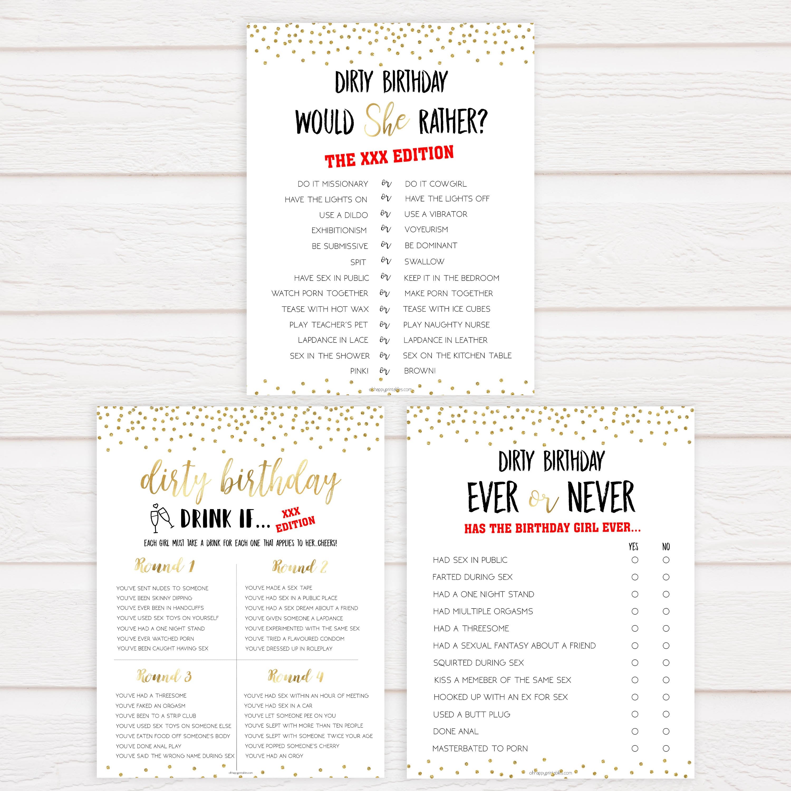 7 Gold Glitter Birthday Games - Printable Birthday Games Pack â€“  OhHappyPrintables