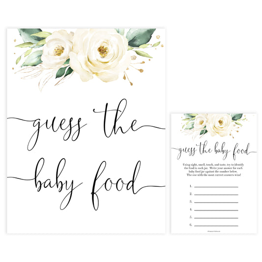 guess the baby food game, Printable baby shower games, shite floral baby games, baby shower games, fun baby shower ideas, top baby shower ideas, floral baby shower, baby shower games, fun floral baby shower ideas