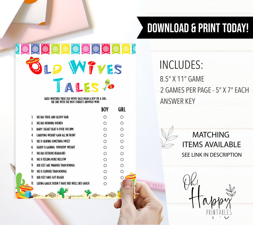 Old Wives Tales Game - Mexican Fiesta Printable Baby Games ...