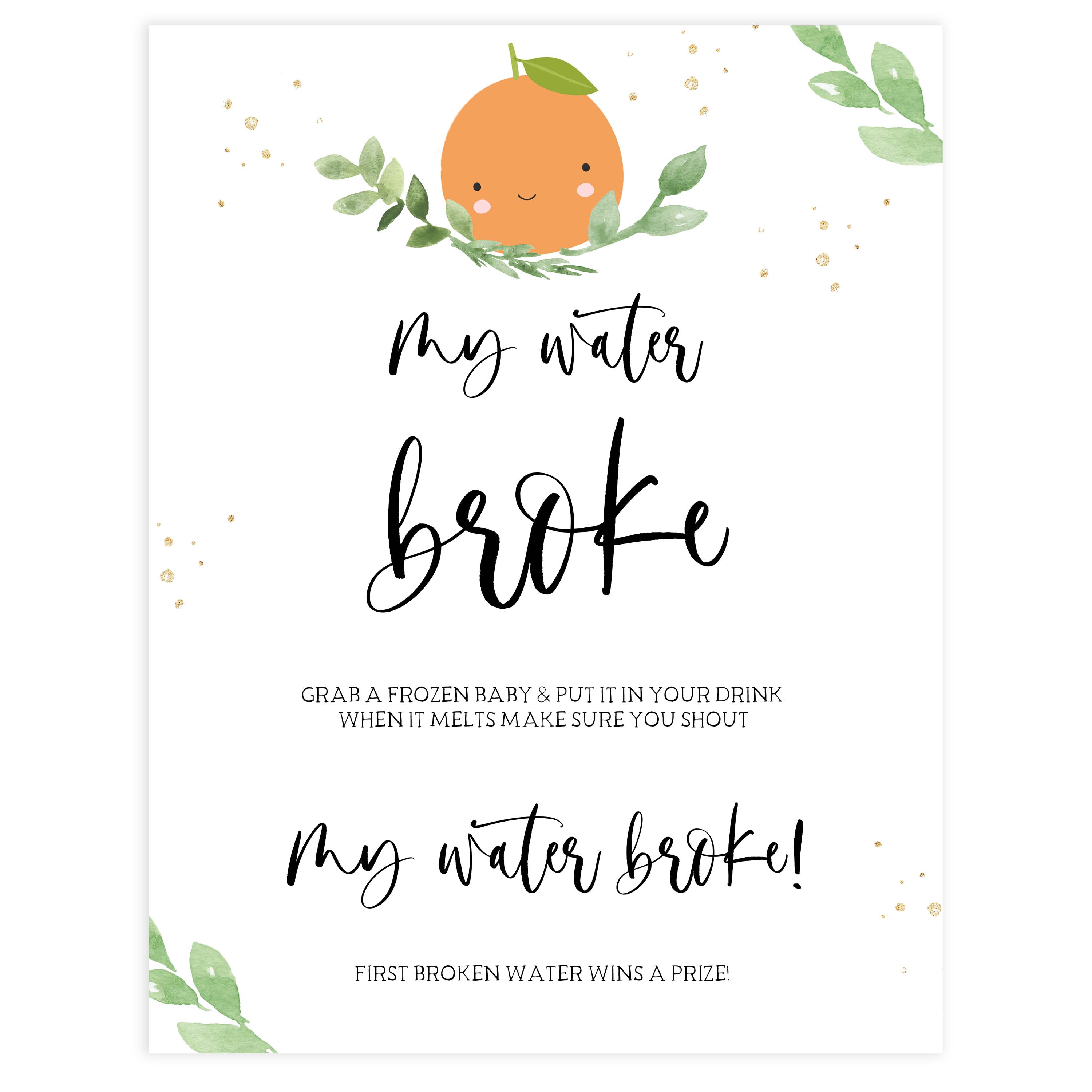 My Water Broke Little Cowboy Baby Shower Game Sign