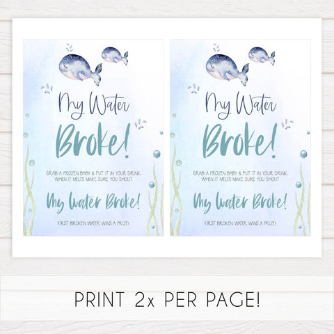 my waters broke game,  Printable baby shower games, whale baby games, baby shower games, fun baby shower ideas, top baby shower ideas, whale baby shower, baby shower games, fun whale baby shower ideas