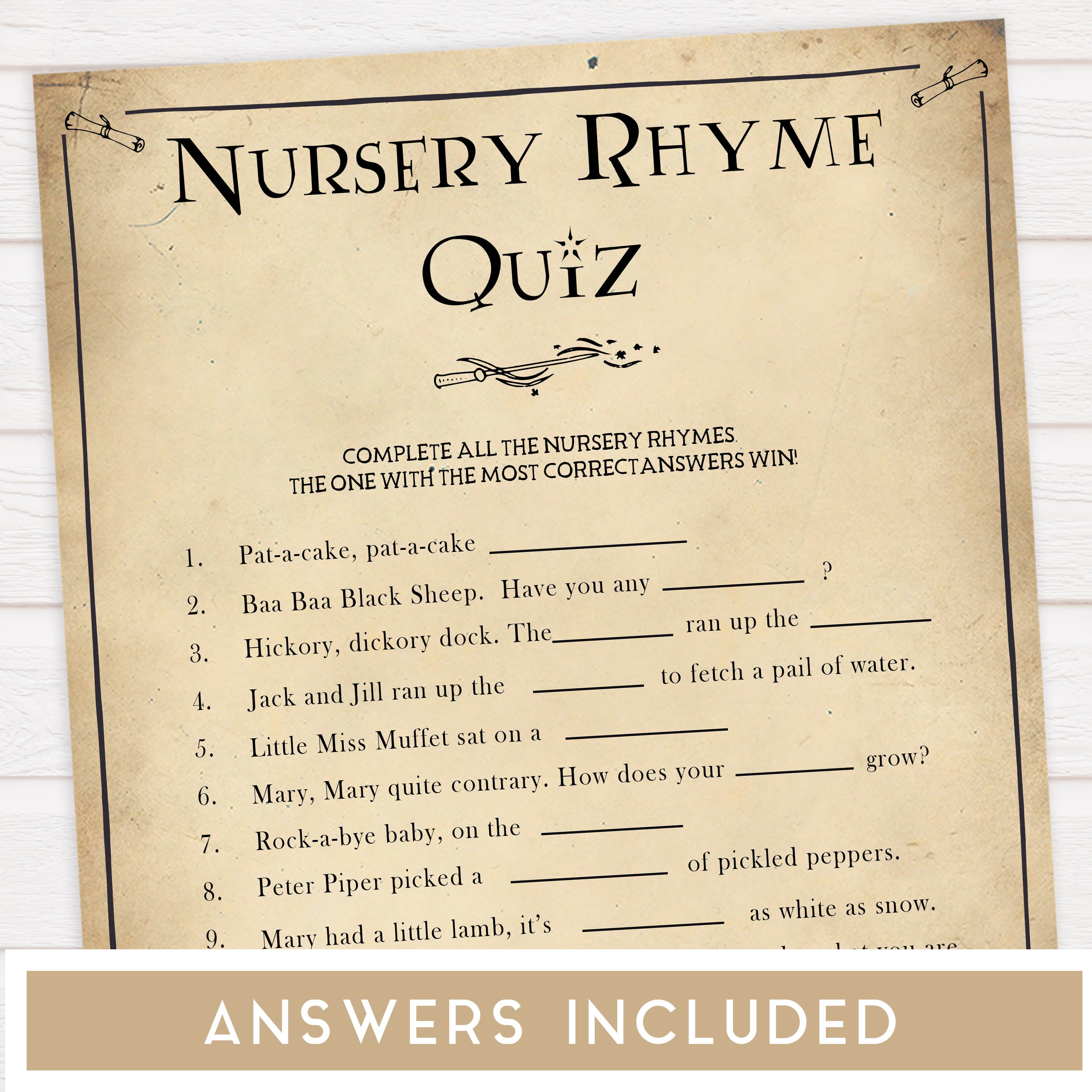 Editable Baby Trivia Quiz Game Printable Baby Shower Game 