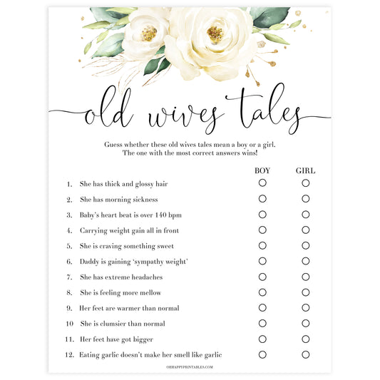 old wives tale game, Printable baby shower games, shite floral baby games, baby shower games, fun baby shower ideas, top baby shower ideas, floral baby shower, baby shower games, fun floral baby shower ideas