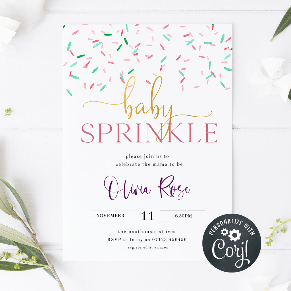 EDITABLE Baby Shower Invitation - Baby Sprinkles Baby Invitations ...