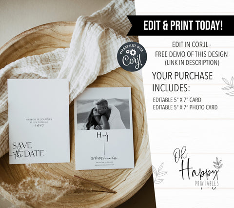 editable save the date, printable save the date, Simple modern wedding invitation suite, editable wedding stationery, printable wedding stationery, modern wedding items, wedding save the dates