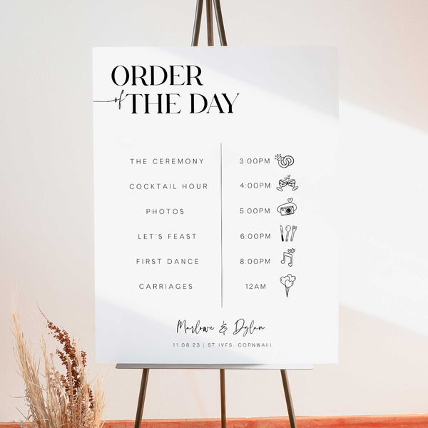 Modern Minimalist Wedding Order of Service Template | On The Day