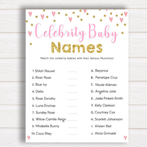 Celebrity Baby Name Game in Pink