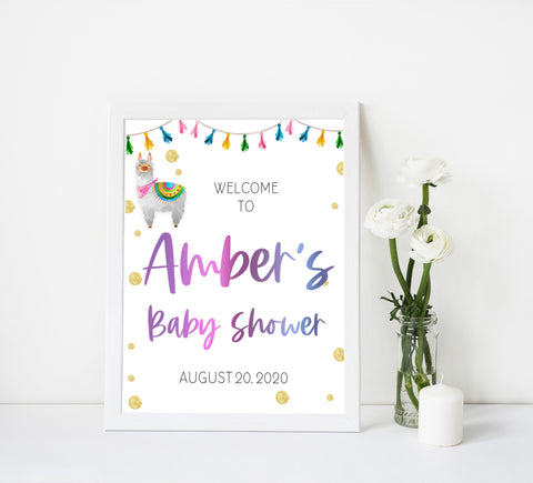 baby welcome sign, Llama fiesta baby decor, printable baby table signs, printable baby decor, baby llama fiesta table signs, fun baby signs, baby llama fiesta fun baby table signs