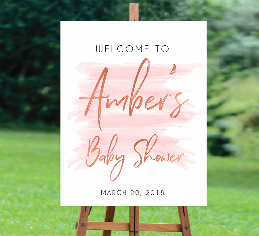 baby shower welcome sign, printable baby welcome sign, pink baby shower sign, pink swash baby decor, baby shower decor ideas, baby welcome sign