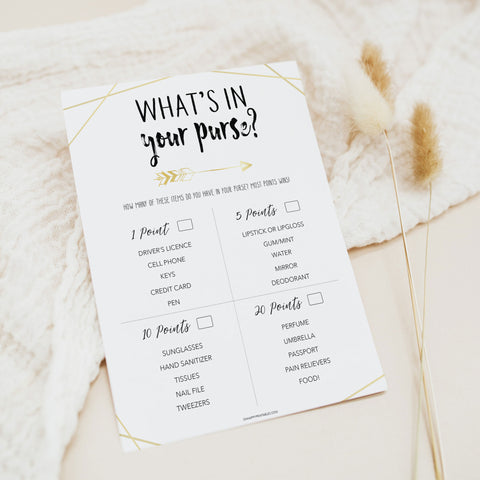 Amazon.com: What's in Your Purse Game for Baby Shower or Bridal Shower, Baby  Shower Party Supplies, Wedding Party Games, Jungle Baby Shower Games Card -  Set of 30 : Home & Kitchen