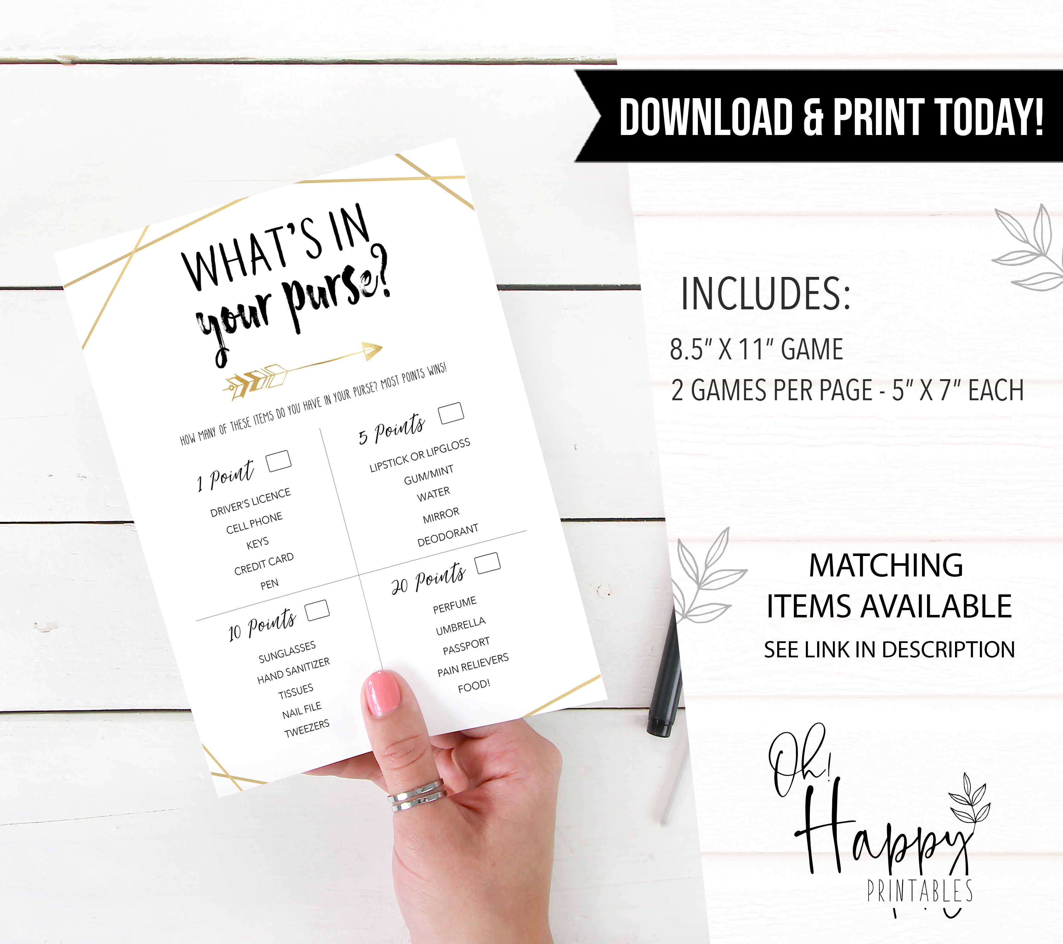 Printable Bridal Shower Whats In Your Purse Game Cards Printables –  LittleSizzle