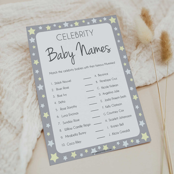 Match The Celebrity Baby Names - Baseball Printable Baby Shower Games –  OhHappyPrintables