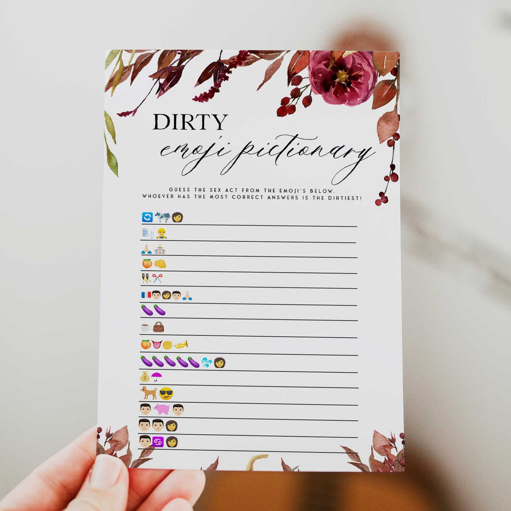 EDITABLE Dirty Emoji Pictionary Game - Fall Bachelorette Party Games ...