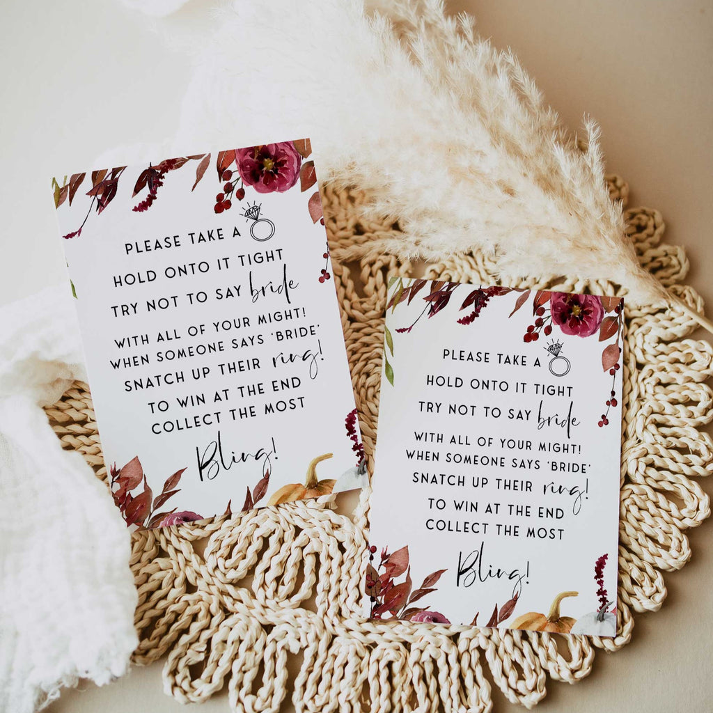 EDITABLE Please Take A Ring Game - Fall Bachelorette Party ...