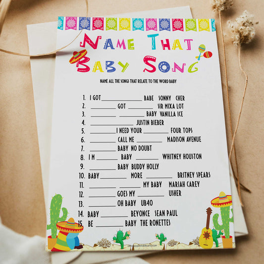 name that baby song game, Printable baby shower games, Mexican fiesta fun baby games, baby shower games, fun baby shower ideas, top baby shower ideas, fiesta shower baby shower, fiesta baby shower ideas