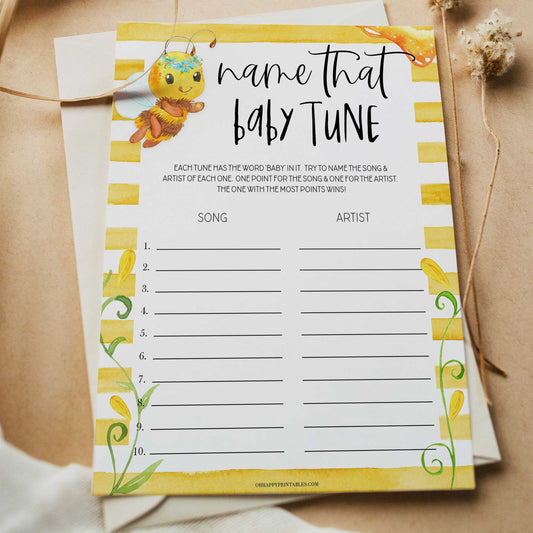 name that baby tune game, Printable baby shower games, mommy bee fun baby games, baby shower games, fun baby shower ideas, top baby shower ideas, mommy to bee baby shower, friends baby shower ideas