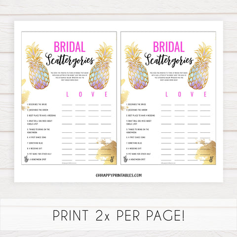 Bridal Scattergories - Gold Pineapple